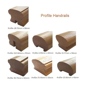 Oak Handrail Contemporary 1.2m -  No Groove UK Manufactured Traditional Products Ltd