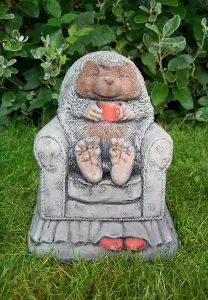 Adorable Hedgehog in chair garden ornament