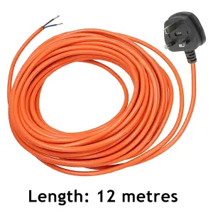 SPARES2GO Universal Cable & Lead Plug for Strimmers, Trimmers, Hedge, Cutters, Lawnmowers (2-Core, 12 Metre)