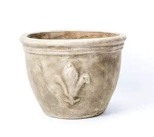 Primrose Stone Terracotta Planter With Fleur De Lis 47cm