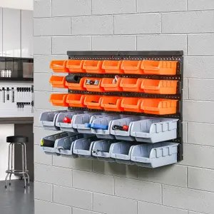 30pc Wall Mounted Backboards Which The Storage Bins - Diy Shed Storage Box Rack Plastic Drawers - Garage Shelving Units