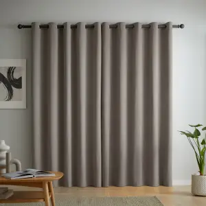 Catherine Lansfield Wilson Blackout Thermal 168x229cm Curtains Two Panels Grey