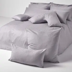 Homescapes Grey Egyptian Cotton Satin Stripe Oxford Pillowcase 330 TC