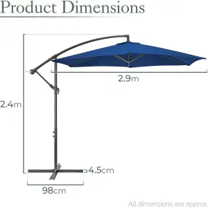 Banana Parasol 3m Large Garden Umbrella - Navy