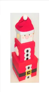 Plush Christmas Gift Boxes Santa 3 Stacking Storage Boxes