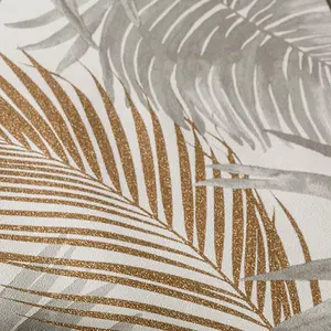 Grandeco Wild Palm Grey & Copper Metallic Textured Wallpaper