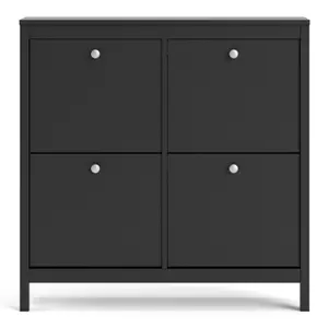 Madrid Shoe cabinet 4 Compartments in Matt Black