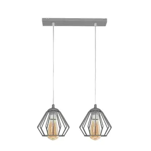 Luminosa Agat Straight Bar Pendant Ceiling Light Grey 40cm