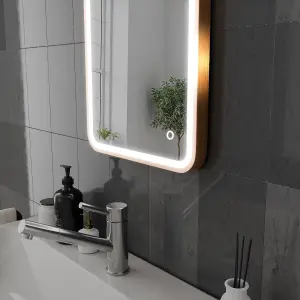 Harper & Harlow 400x600 Vela Brushed Brass LED Illuminated Bathroom Mirror