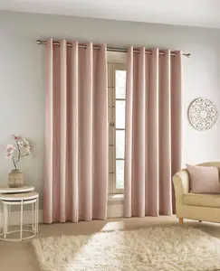 Enhanced Living 100% Blackout Thermal Blush Pink Velvet Chenille Eyelet Curtains   Pair 46 x 72 inch (117x183cm)