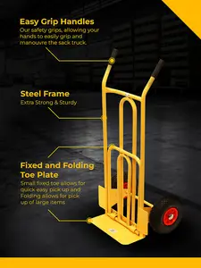 CGV380 Pneumatic Heavy Duty Folding and Fixed Toe Sack Truck with Pneumatic Wheels, 200kg Capacity