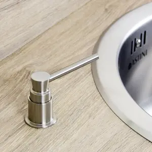 Astini Brushed Nickel 270ml Integrated Kitchen Sink Soap Dispenser