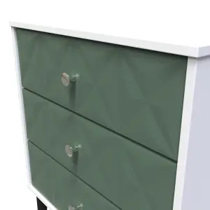 Toledo 3 Drawer Chest in Labrador Green & White (Ready Assembled)