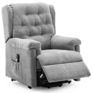 Barnsley Fabric Electric Dual Motor Riser Rise Recliner Lift Mobility Tilt Armchair Grey