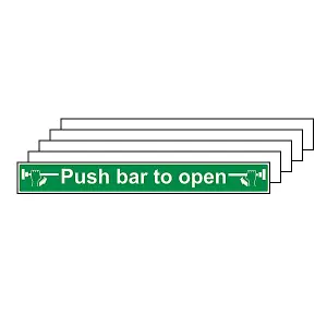 PUSH BAR TO OPEN Sign - Landscape Self-Adhesive Vinyl - 600x75mm