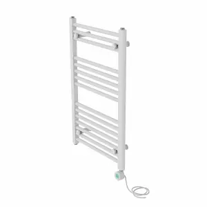 Right Radiators Prefilled Thermostatic WiFi Electric Heated Towel Rail Straight Bathroom Ladder Warmer - White 800x500 mm