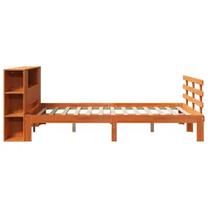 Berkfield Bookcase Bed without Mattress Wax Brown 140x190cm Solid Wood Pine