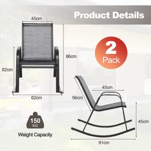 Costway Patio Rocking Chair Set of 2 Outdoor All-weather Metal Rockers