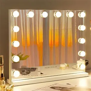 FENCHILIN Hollywood Mirror Vanity Mirror With Lights 14 Dimmable Lightbulbs 3 Lighting Modes For Dressing Table Vanity Mirror Makeup Mirror 10X