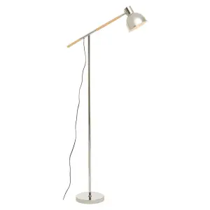 Interiors by Premier Chrome Adjustable Floor Lamp, Convenient Office Lamp, Space-Saver Floor Lamp, Rotating Bedroom Lamp