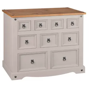 Corona Grey Chest of Drawers Pine Sideboard 9 Drawer Merchant Cabinet