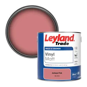 Leyland Trade Vinyl Matt Walls & Ceilings Emulsion Paint Antique Pink (RAL 3014) 2.5L