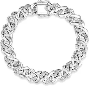 0.50Ct Mens Lab Diamond Cuban Link Bracelet In 925 Sterling Silver