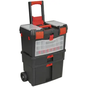 Multi-Compartment Portable Tool Chest with Wheels - 452 x 255 x 850mm