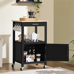 Yaheetech Black Rolling Kitchen Cart