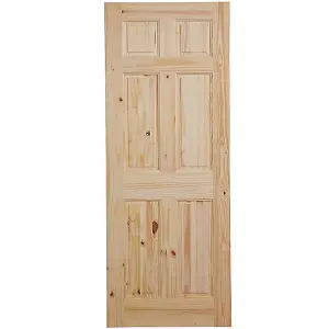 6 panel Unglazed Victorian Internal Knotty pine Door, (H)1981mm (W)762mm (T)35mm