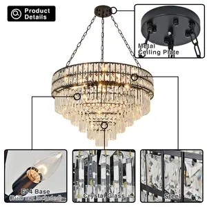 Jauregui 15 - Light Crystal Chandelier Black