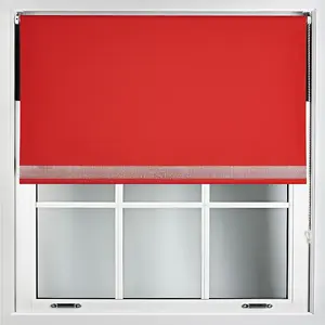 Furnished Diamante Edge Blackout Roller Blinds Made to Measure - Red (W)120cm x (L)165cm