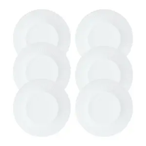 URBNLIVING 4cm Height White Glass Luminarc Modern Summer Soup Bowl Set of 6