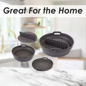 Air Fryer Round Divider Liner Silicone Reusable Non Stick Liner Grey