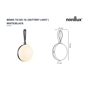 Nordlux Bring To-Go 16 Outdoor Patio Terrace Plastic Battery Powered Dimmable LED Light in White