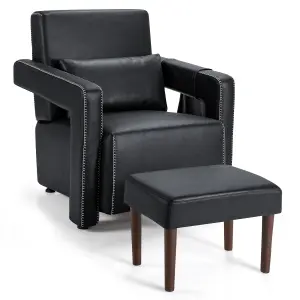 Costway Modern Accent Sofa Chair w/ Ottoman Upholstered leisure Armchair Living Room