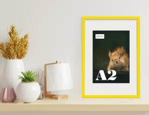 A2 Yellow Picture Frame With Mount for A3 (29.7 x 42cm - 11.7 x 16.5in) Poster, Photo, Artwork, or Print.