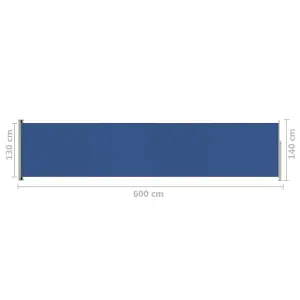 Berkfield Patio Retractable Side Awning 140x600 cm Blue