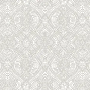 Hoopla Walls Grey Ogee Damask Smooth Matt Wallpaper