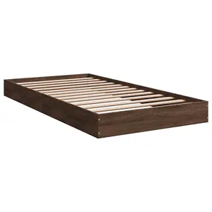 Berkfield Bed Frame without Mattress Brown Oak 90x190 cm Single Engineered Wood