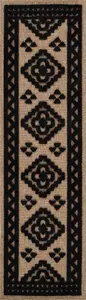 Harper Diamond Pattern Water Resistant Garden Rug Indoor Outdoor Area Rugs Black 200x290 cm