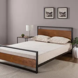 Karlie Bed Frame with Deatiled Wood Headboard Double (4'6)