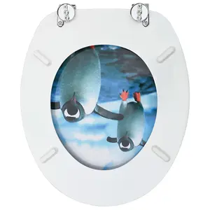 WC Toilet Seats with Lid 2 pcs MDF Penguin Design