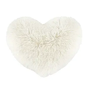 Cuddly Deep Pile Faux Fur Heart Shaped Cushion