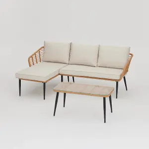 Erica Garden L-Shape Sofa Set, Natural