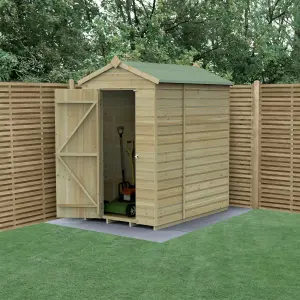 Forest Garden Beckwood 6x4 ft Apex Natural timber Wooden Shed with floor (Base included)