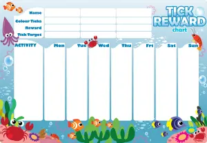 Magnetic Refrigerator Reward Charts For Children Behaviour Board A3 Ocean Creatures