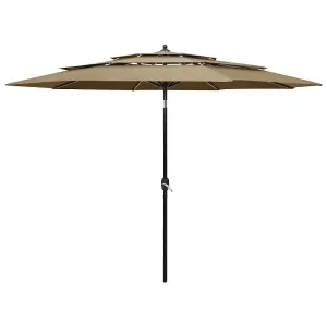 Berkfield 3-Tier Parasol with Aluminium Pole Taupe 3 m