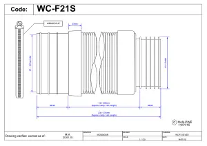 McAlpine WC-F21S 97-107mm Inlet Flexible WC Connector for Back to Wall WC Pan