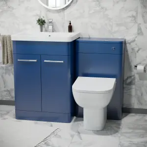 Nes Home 600mm Freestanding Vanity Unit with Basin, Toilet, WC unit Royal Blue